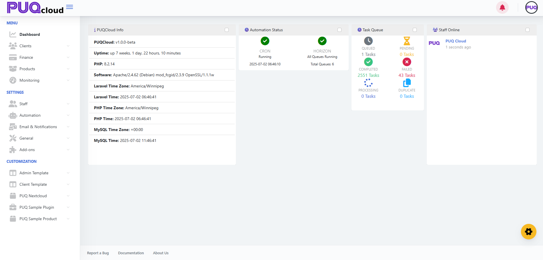 Admin Area Screenshot
