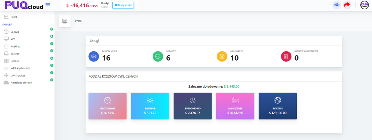 Client Area Screenshot